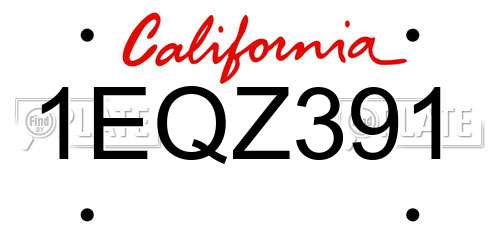 1EQZ391 California License Plate