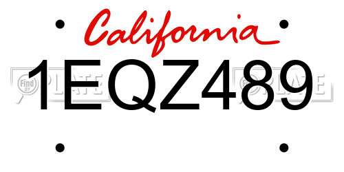 1EQZ489 California License Plate