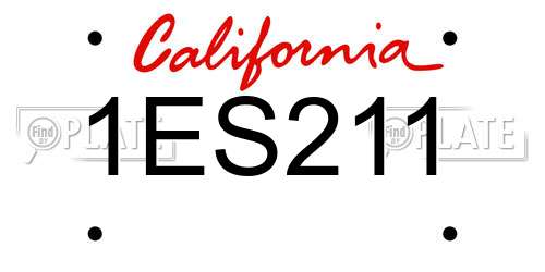1ES211 California License Plate