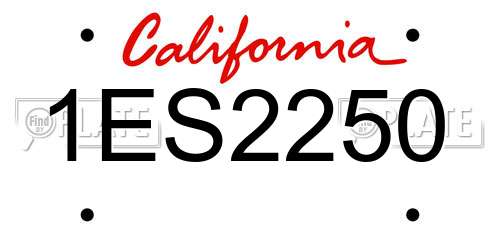 1ES2250 California License Plate