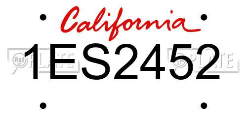 1ES2452 California License Plate