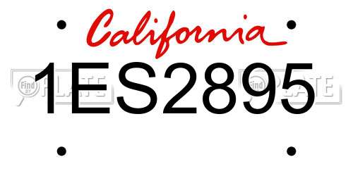 1ES2895 California License Plate