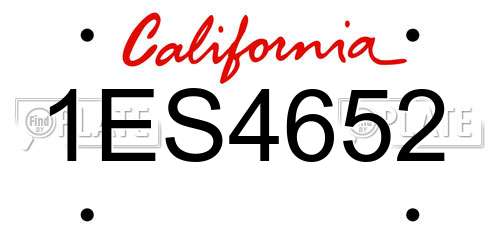 1ES4652 California License Plate