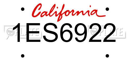 1ES6922 California License Plate