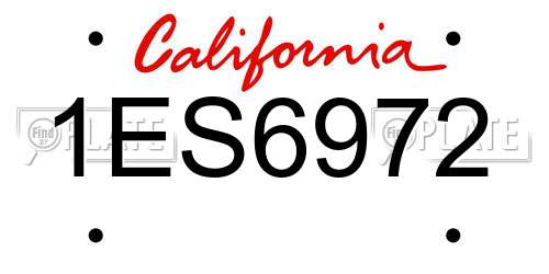 1ES6972 California License Plate