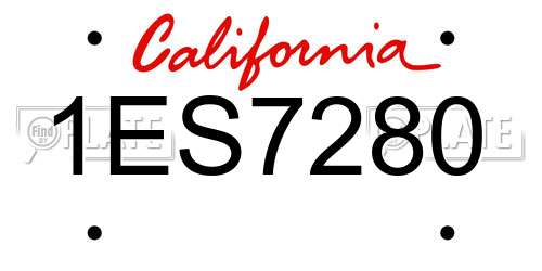 1ES7280 California License Plate