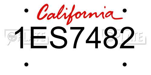1ES7482 California License Plate