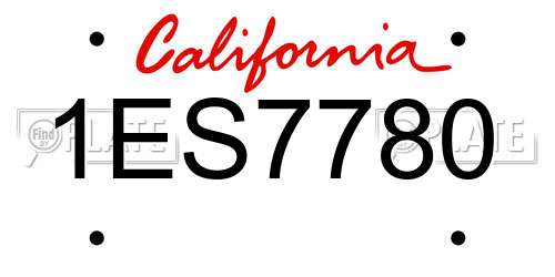 1ES7780 California License Plate