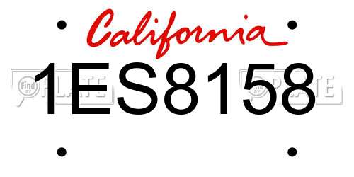 1ES8158 California License Plate