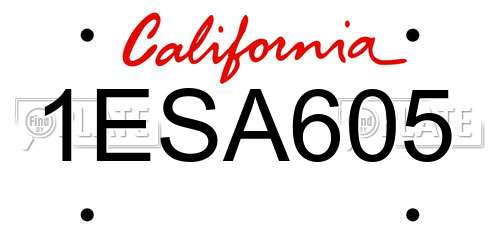 1ESA605 California License Plate