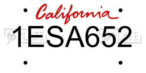 1ESA652 California License Plate