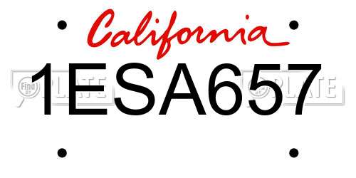 1ESA657 California License Plate