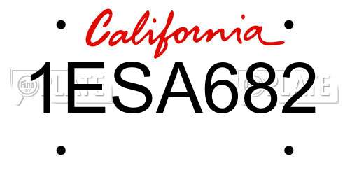 1ESA682 California License Plate