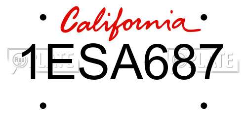 1ESA687 California License Plate