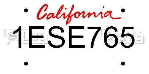 1ESE765 California License Plate