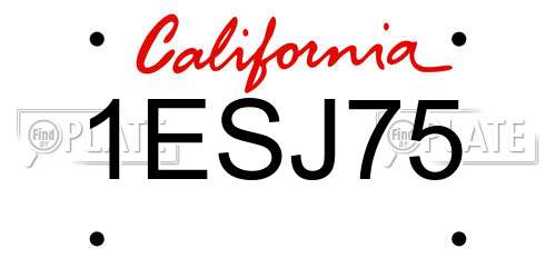 1ESJ75 California License Plate