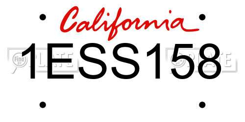 1ESS158 California License Plate