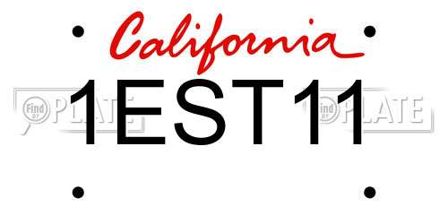1EST11 California License Plate