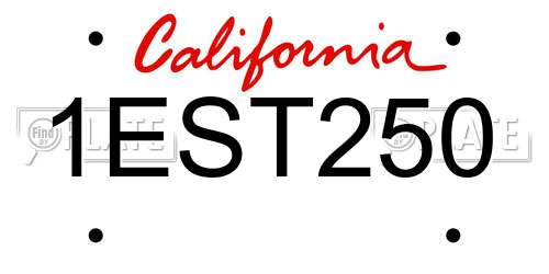 1EST250 California License Plate