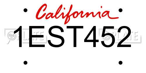 1EST452 California License Plate