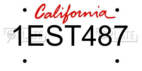 1EST487 California License Plate