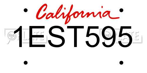 1EST595 California License Plate