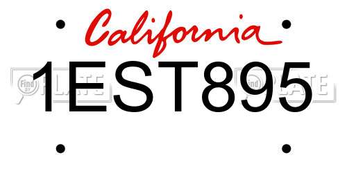 1EST895 California License Plate