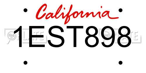 1EST898 California License Plate