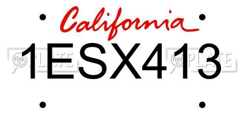 1ESX413 California License Plate