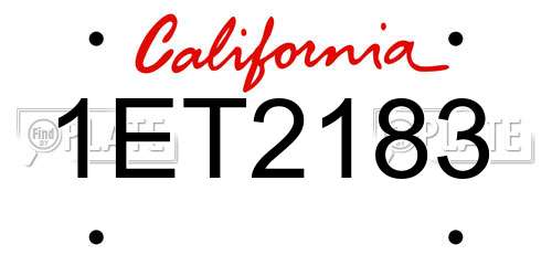 1ET2183 California License Plate