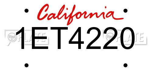 1ET4220 California License Plate