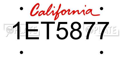 1ET5877 California License Plate