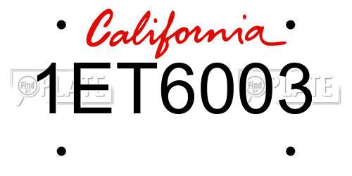 1ET6003 California License Plate