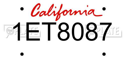 1ET8087 California License Plate