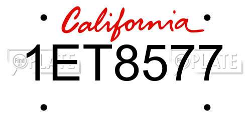 1ET8577 California License Plate