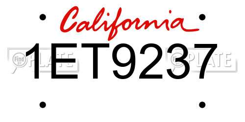 1ET9237 California License Plate