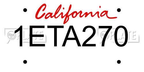 1ETA270 California License Plate