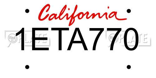1ETA770 California License Plate