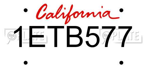 1ETB577 California License Plate