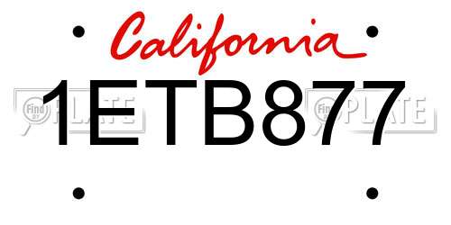 1ETB877 California License Plate