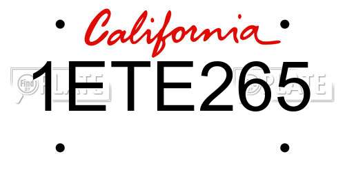 1ETE265 California License Plate