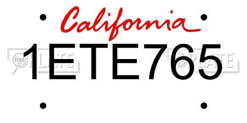 1ETE765 California License Plate