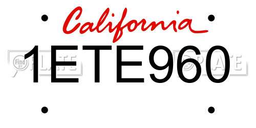 1ETE960 California License Plate