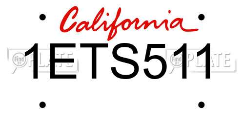 1ETS511 California License Plate