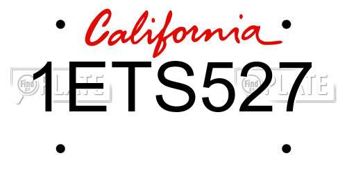 1ETS527 California License Plate