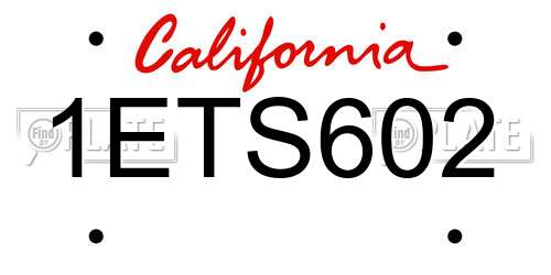 1ETS602 California License Plate