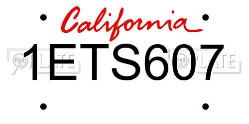 1ETS607 California License Plate