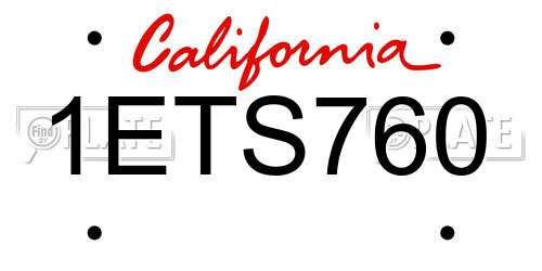 1ETS760 California License Plate