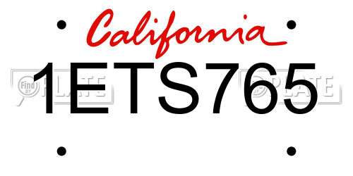 1ETS765 California License Plate