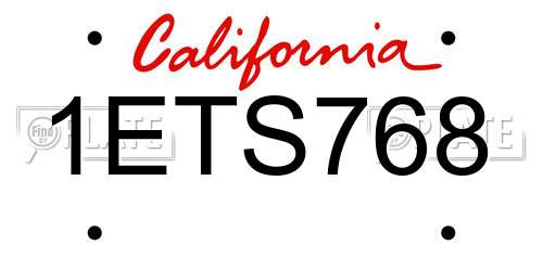 1ETS768 California License Plate